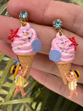 Gelato, Seashell and Garden Gnome Earrings by brand Les Néréides